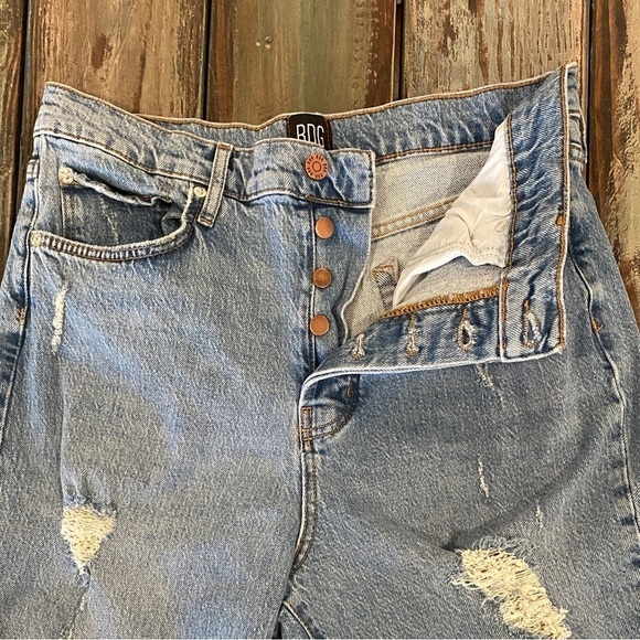 BDG 31 (US 12) Urban Outfitters High Rise Slim Straight Jeans Stretch Distressed - Picture 9 of 16